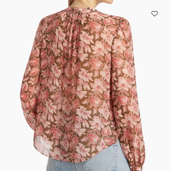 NWT! VERONICA BEARD FLORAL SILK BLOUSE size 2 - Picture 3 of 6
